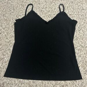 Everyday Black V-Neck Ruffle Camisole